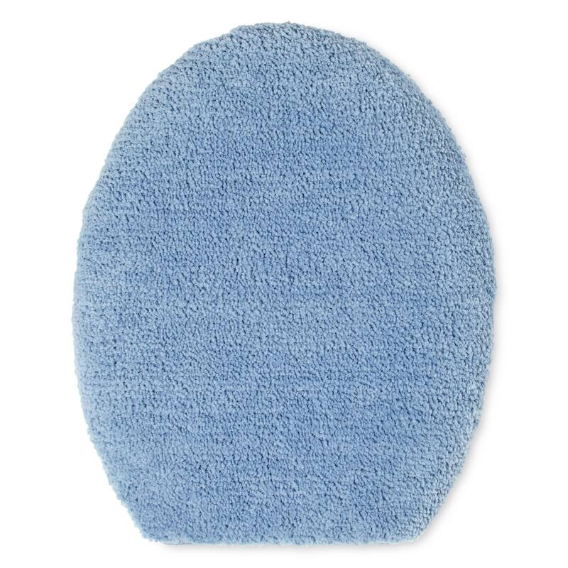 TOWN & COUNTRY EVERYDAY Ultra Plush Solid Tufted Toilet Lid Cover, Soft and Absorbent, Non-Slip Cover, Machine Washable - Blue - 18.5”x19.6‘’