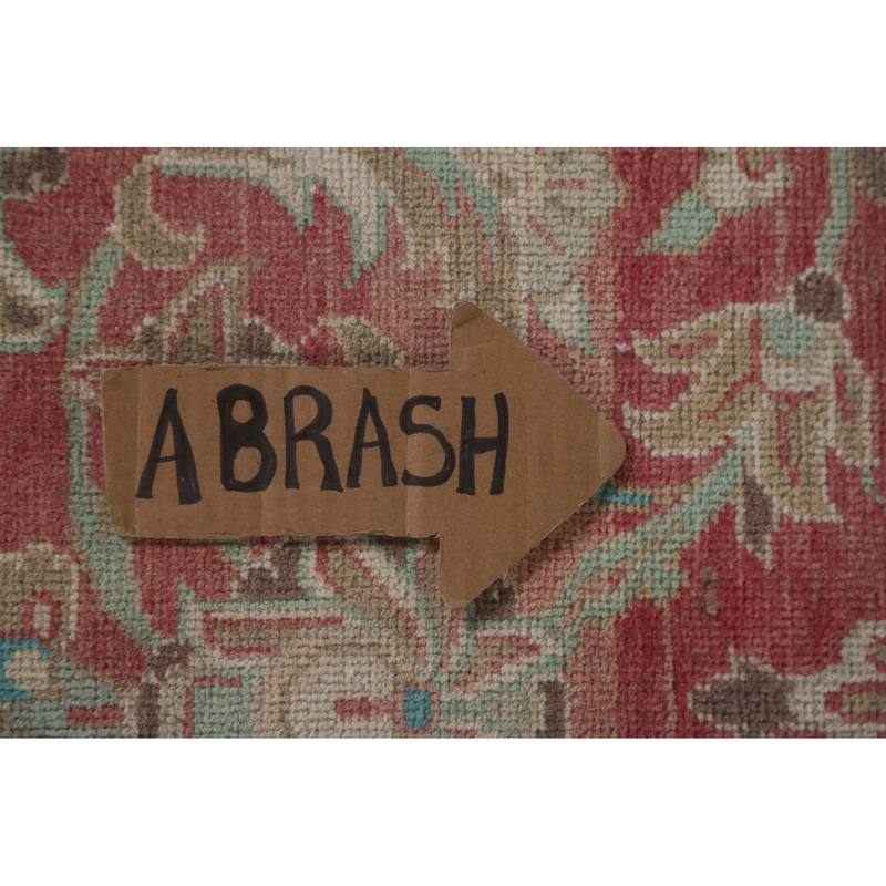 Hand Knotted Oriental 100% Wool Carpet Traditional Floral Pink Mashad Area Rug - 13' 9'' X 9' 7''