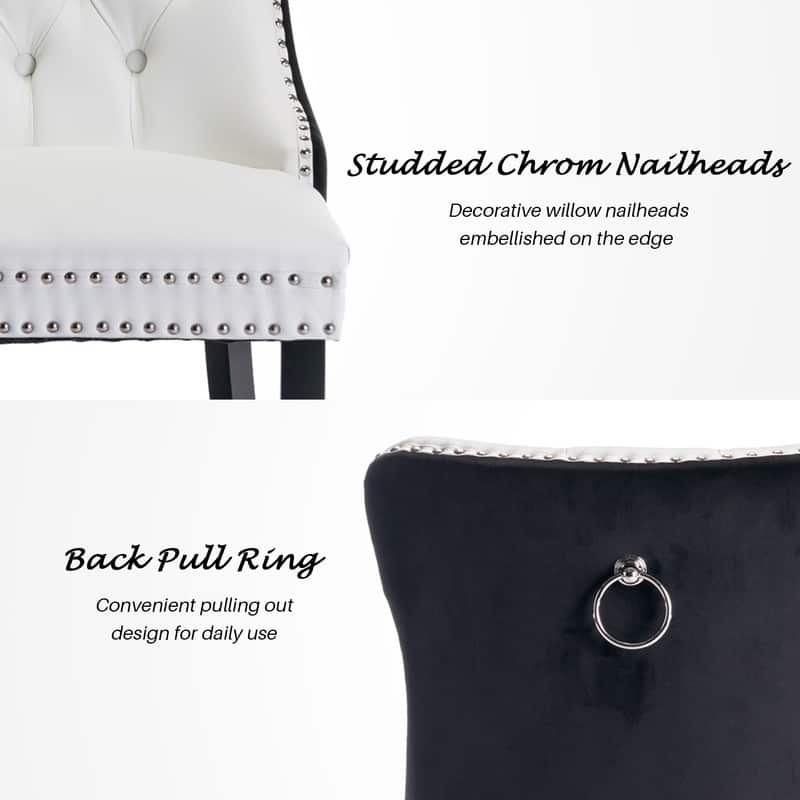 High-end Tufted Velvet Upholstered Nailhead Dining Chair Set of 6