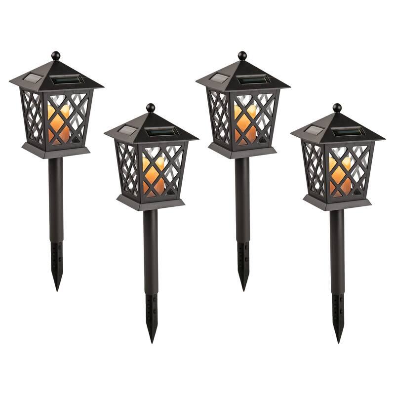 Alpine Corporation 16" Tall Outdoor Solar Powered Pathway LED Light Stakes (Set of 4)