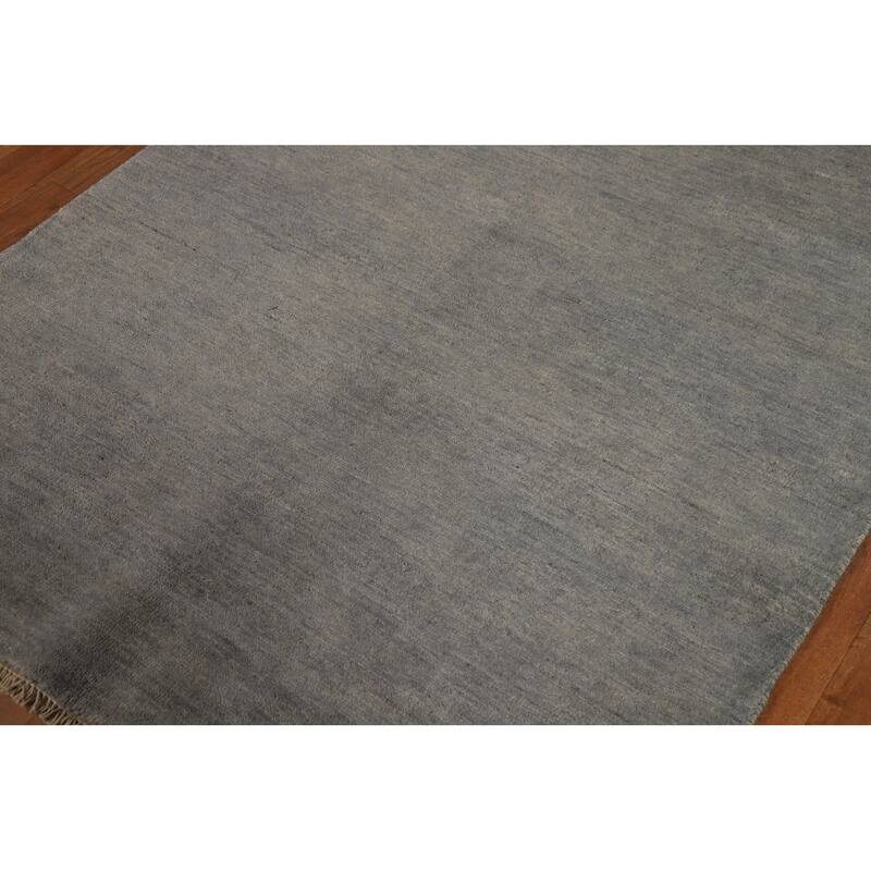 Hand Knotted Oriental 100% Wool Carpet Modern Modern Greys & Charcoal Gabbeh Area Rug - 5' 10'' X 4' 0''