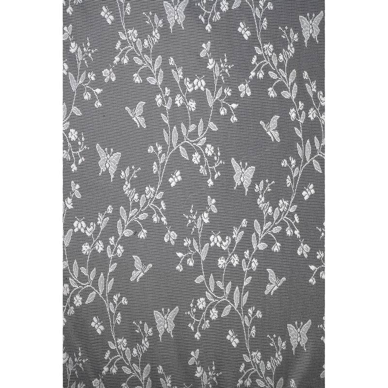 Isabella Lace Curtain Valance, Soft Light Filtering Butterfly Motif, Rod Pocket Panel Top, Two to One Fullness.