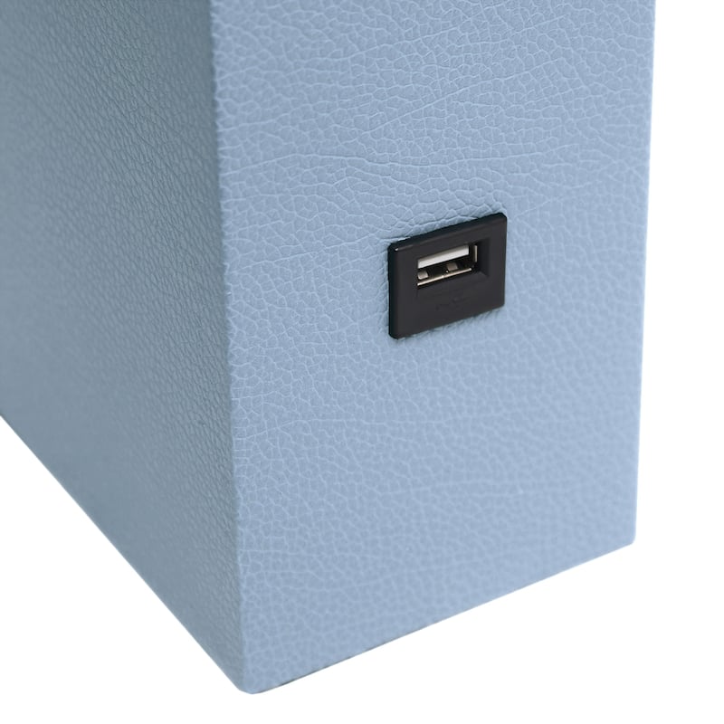 Modern Leather Table Lamp with USB and White Fabric Shade
