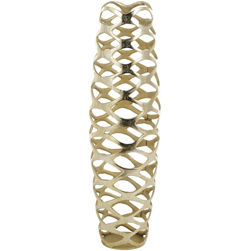 Gold Aluminum Metal Tall Cutout Geometric Decorative Vase