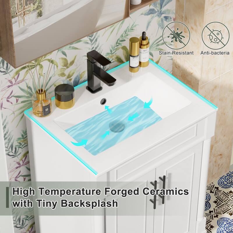 24"/30"/36" Retro Bathroom Vanity W/ Drop in Sink Combo Cabinet Set
