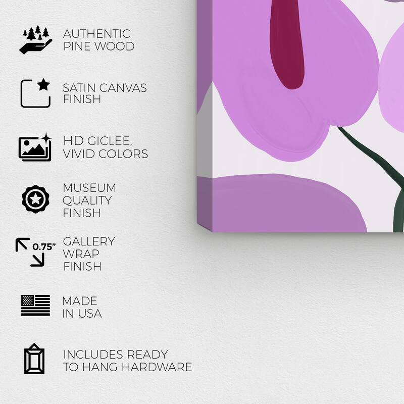 Wynwood Studio Canvas Floral and Botanical Purple Calla Flowers Purple Modern & Contemporary Wall Art Canvas Print