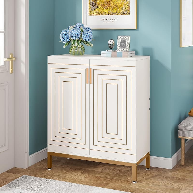 20 Pairs Modern Shoe Storage Cabinet with Doors, 6-Tier Freestanding Entryway Shoe Organizer Rack - White