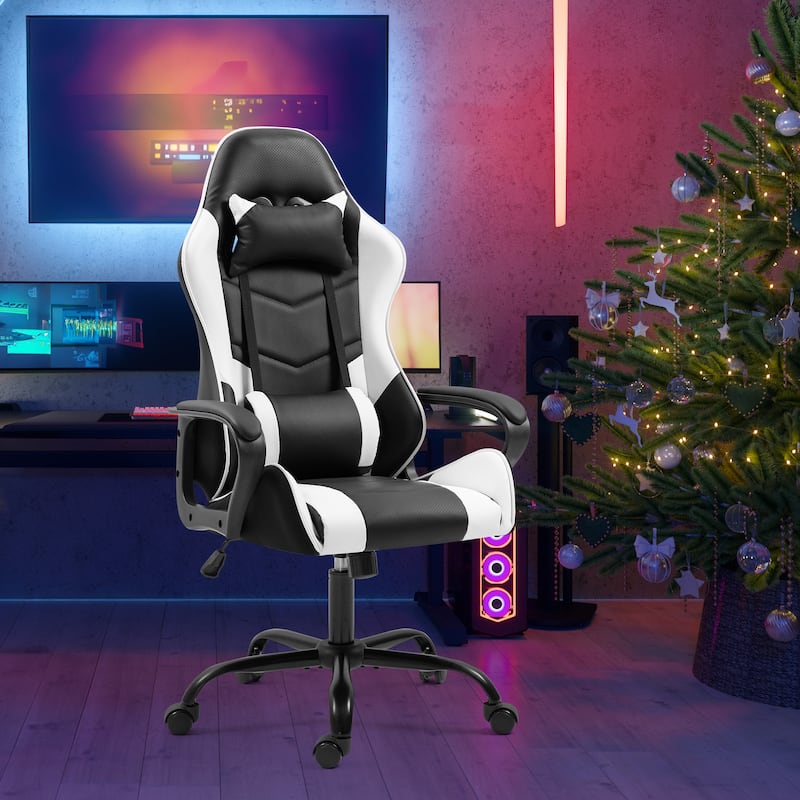 EROMMY Ergonomic Gaming Chair with Massage Lumbar, Rocking Function, Adjustable Support, 360° Swivel