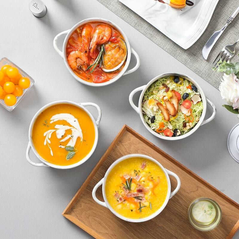 MALACASA REG Porcelain 4-Piecee Soup Bowl Set,Service for 4