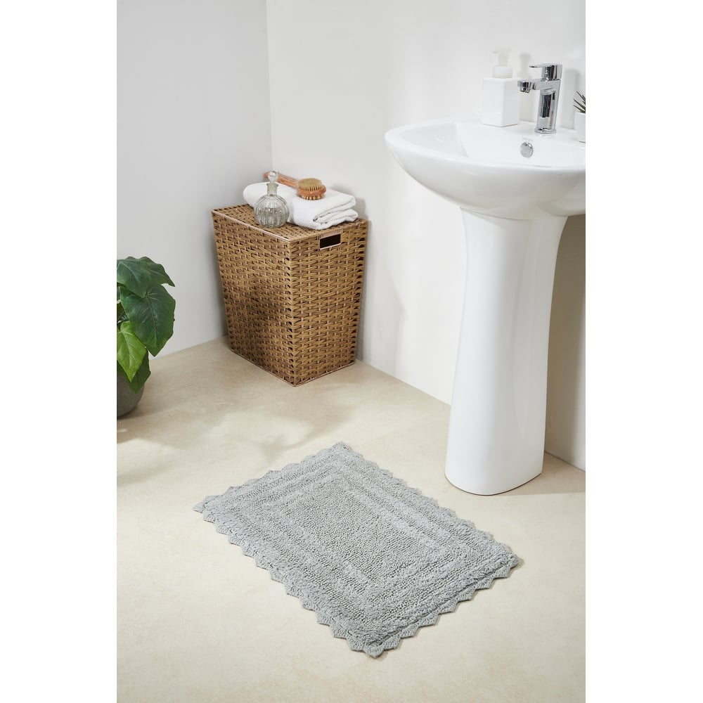 Better Trends Bath Rugs Set 100% Cotton Soft & Water Absorbent Tufted Bathroom Rug for Shower, Sink Bath Mats Lilly Crochet