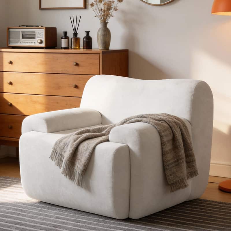 Chenille Accent Chair, Comfy Cloud Sofa Chair, Modern Armchair Boneless Reading Chairs