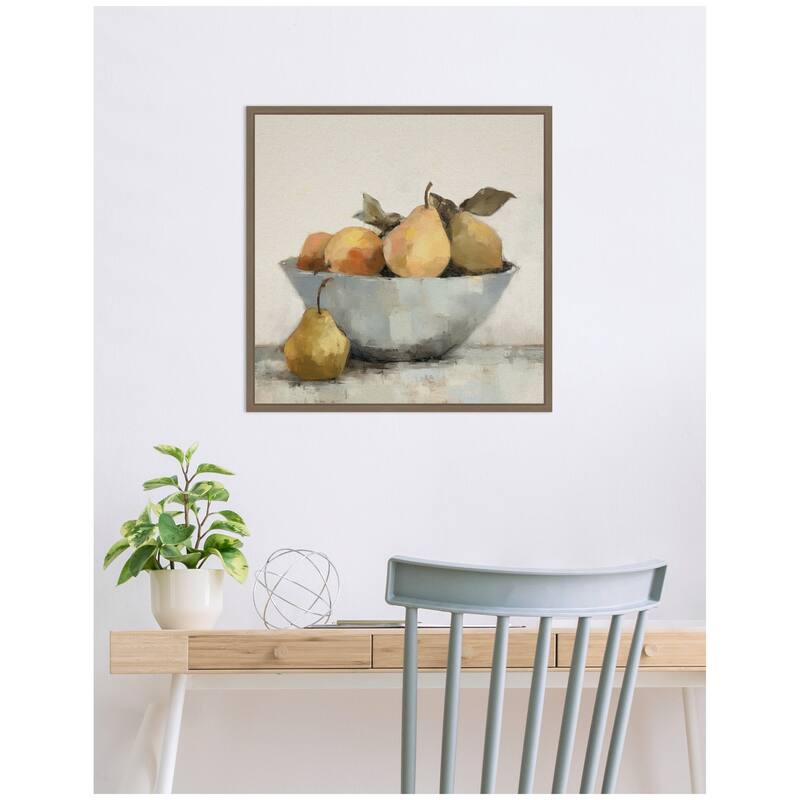 Kate and Laurel Sylvie Still Life Fruit In A Bowl Vintage Style Framed Canvas by The Creative Bunch Studio