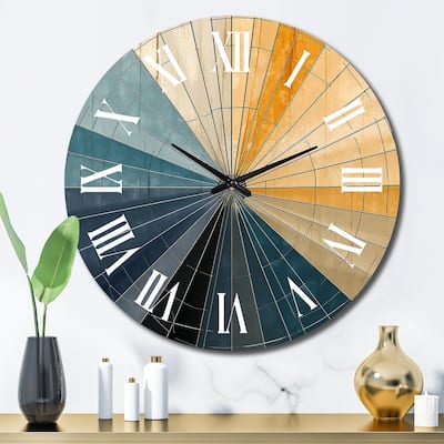Designart "Mid-Century New Balance Abstract Geometrics II" Modern Midcentury Oversized Wall Clock