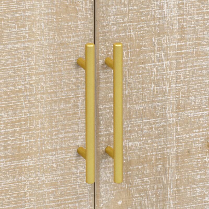 Retro Sideboard Storage Accent Cabinet with Gold Pulls, Adjustable Shelves, and Smooth Curved Design for Living Dining Room