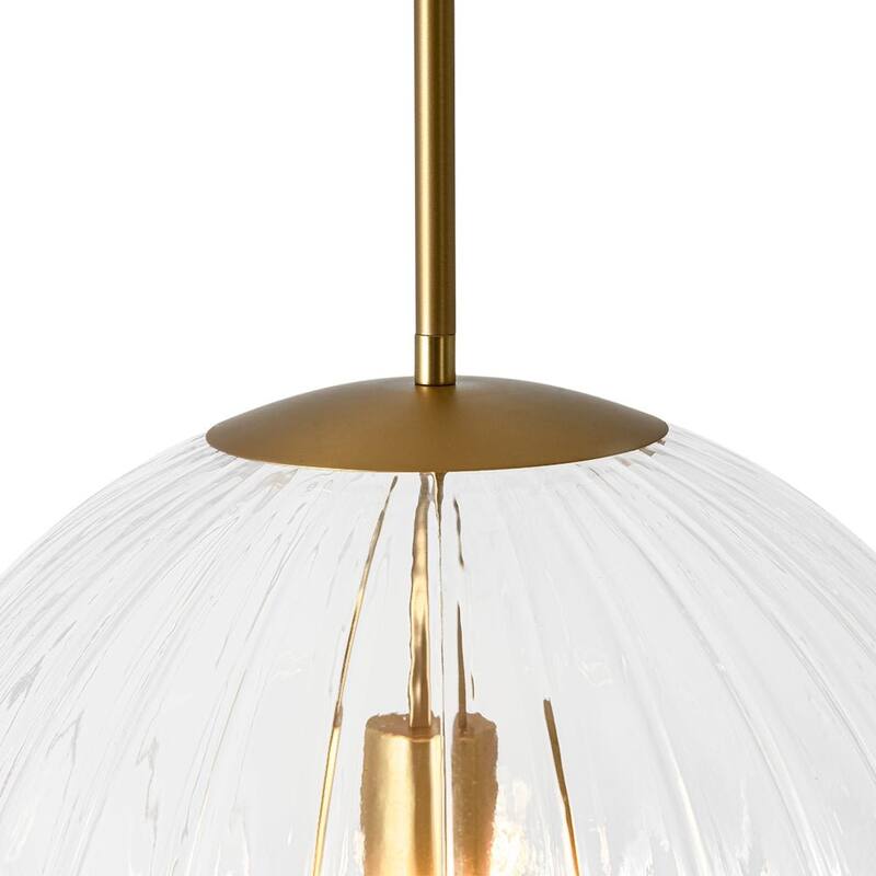 Modern Chic 1-Light Dimmable Striped Glass Sphere Pendant - 15.0 in