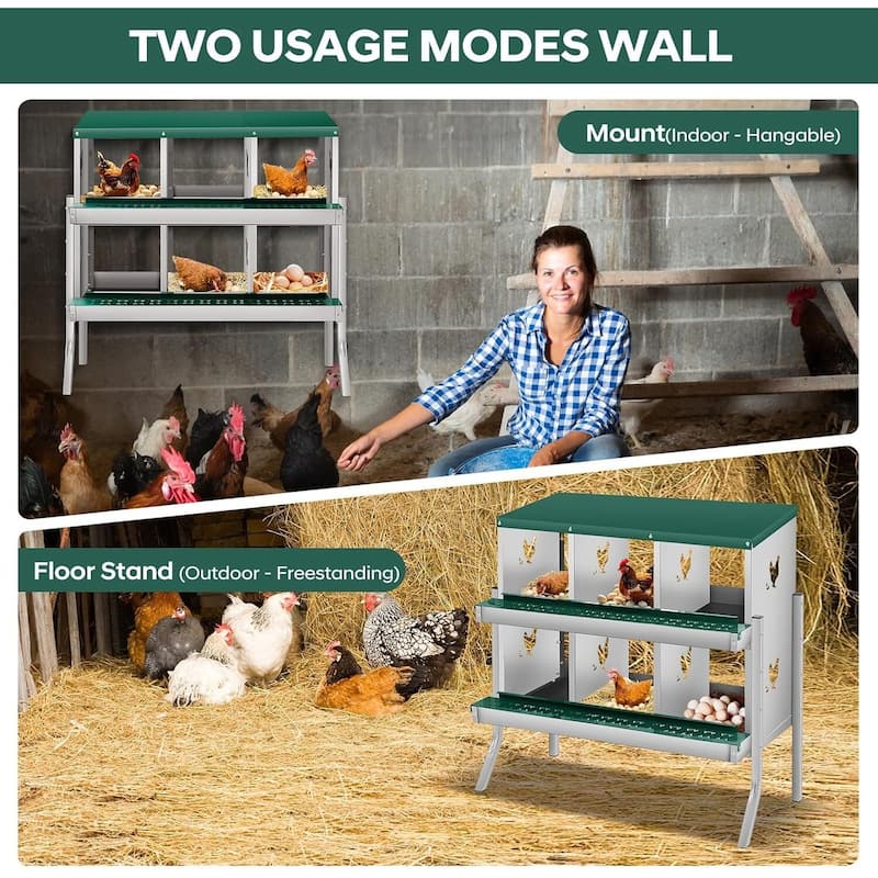 6 Compartment Nesting Box, Chicken Laying Box, with Bracket Legs, Easy to Clean and Install