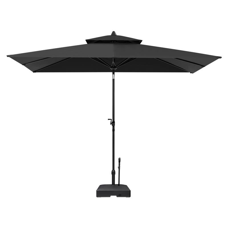 10 x 6.5 FT Double Top Patio Market Umbrella with Base Stand