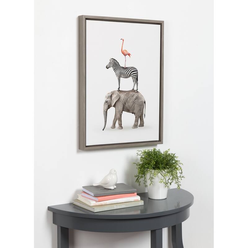 Kate and Laurel Sylvie Safari Animals Framed Canvas by Amy Peterson