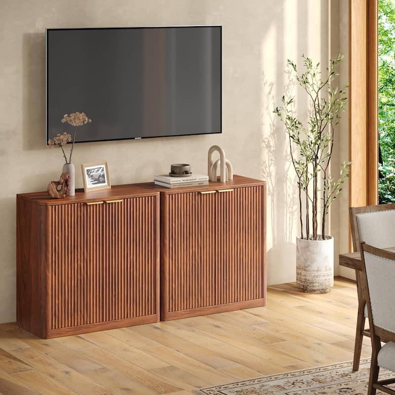 63" Buffet Cabinet with Storage, Fluted Sideboard with Adjustable Shelves for Living Room, Dining Room, Kitchen