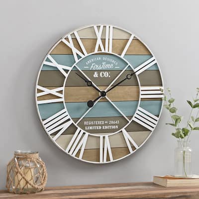FirsTime & Co. Maritime Farmhouse Plank Wall Clock
