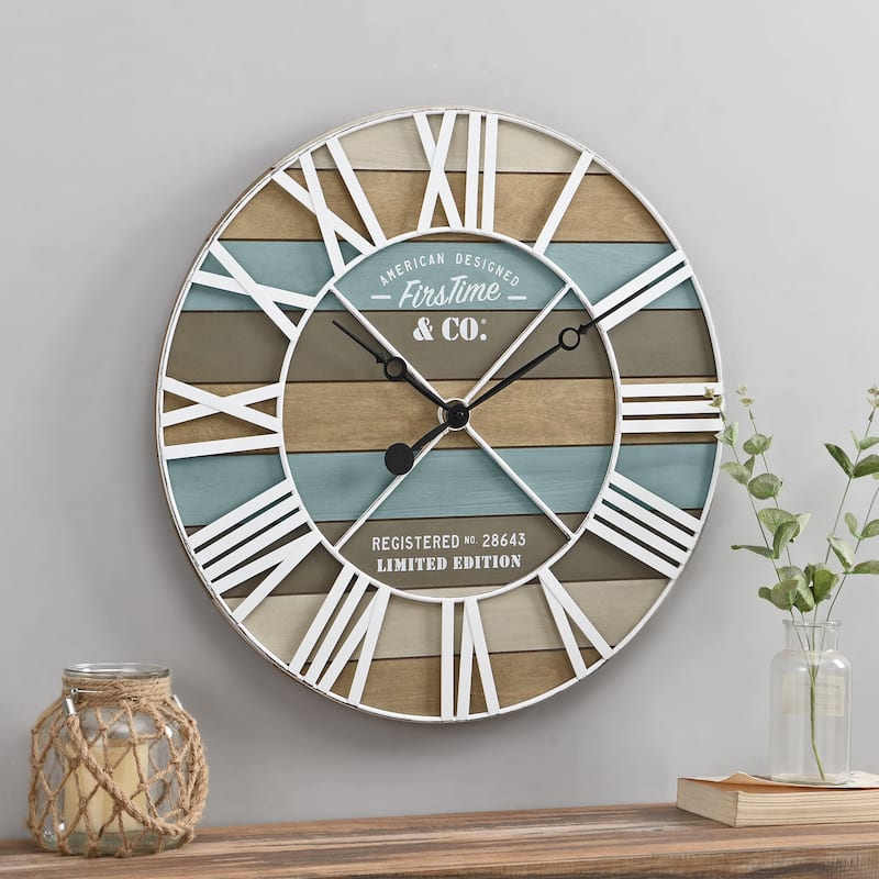 FirsTime & Co. Maritime Farmhouse Plank Wall Clock - Multi-Color