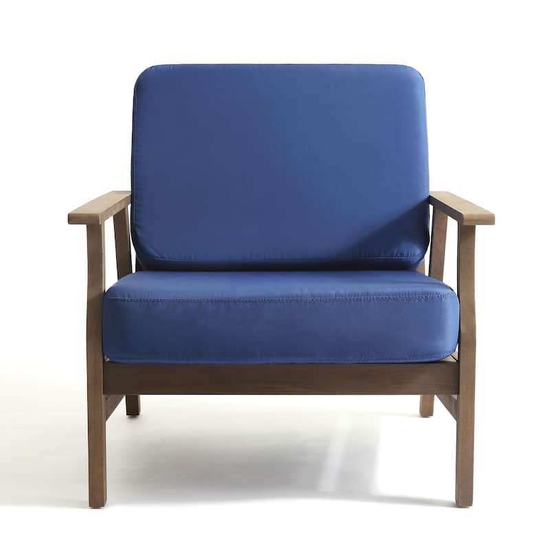 3-Piece Outdoor Patio Wood 2 Set Cushioned Armchair with Side Table