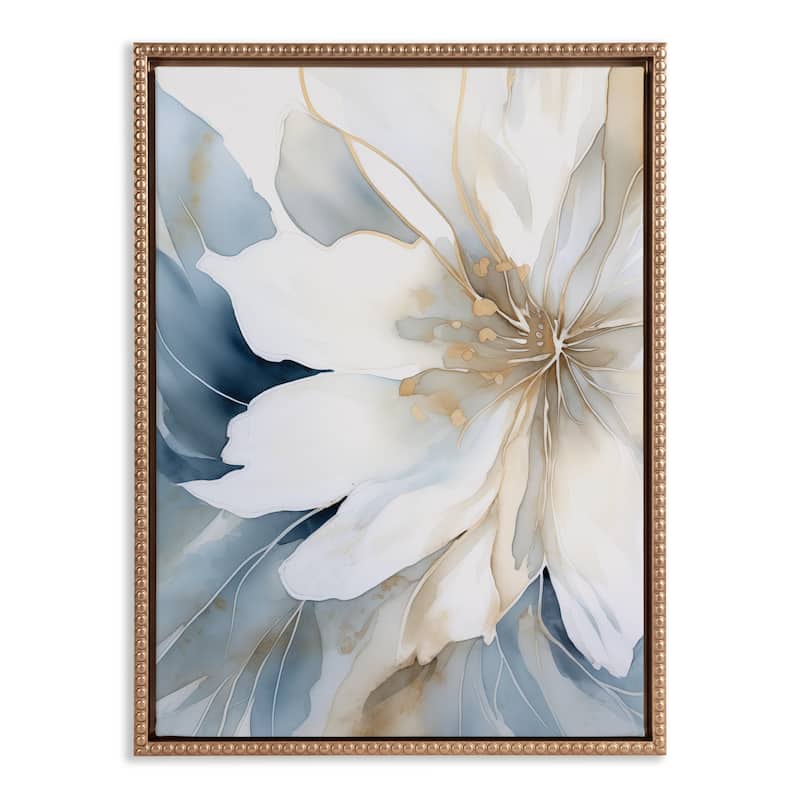 Sylvie Beaded Glam Floral Framed Canvas by Creative Bunch Studio