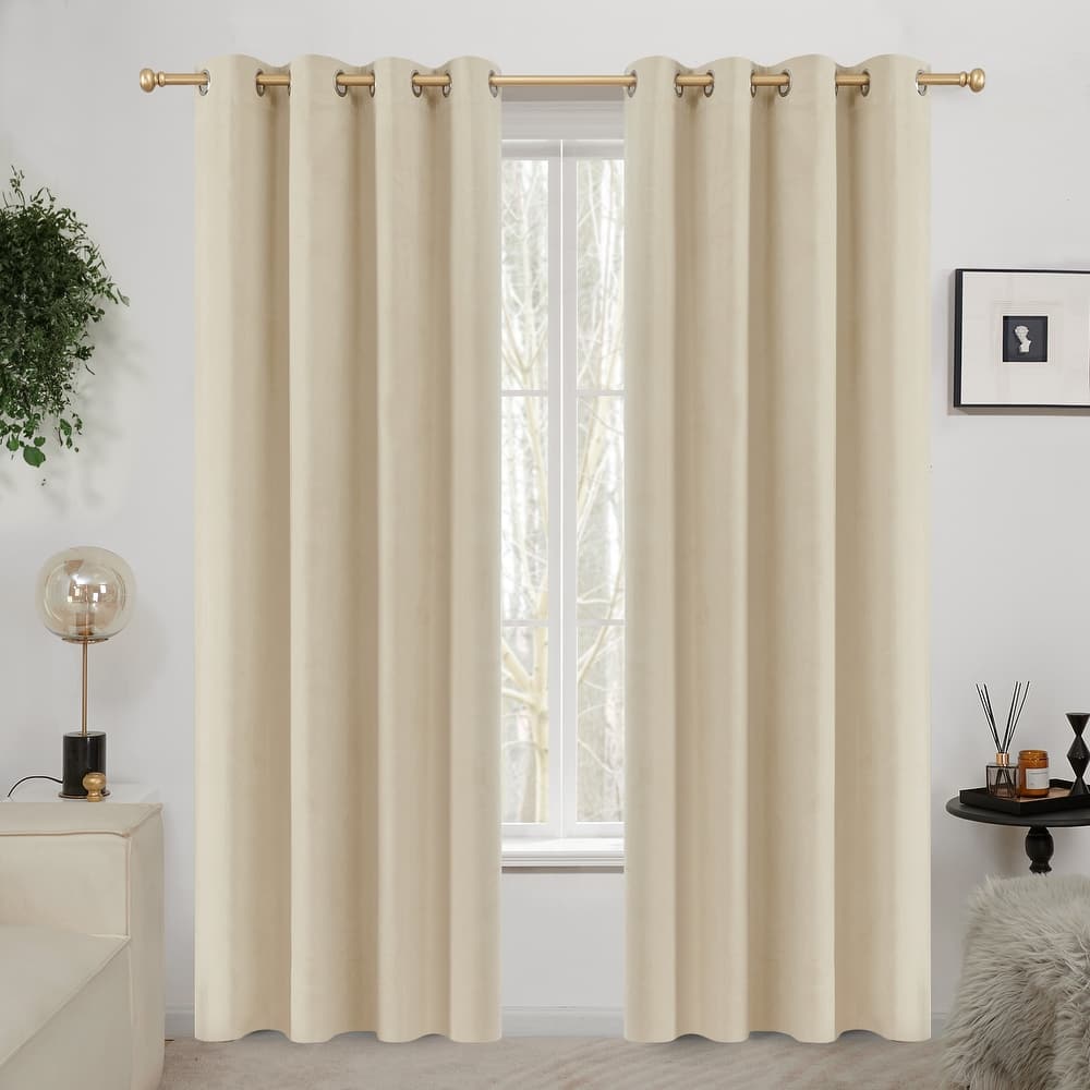 Deconovo Velvet Blackout Curtains, 2 Panels, Thermal Insulated