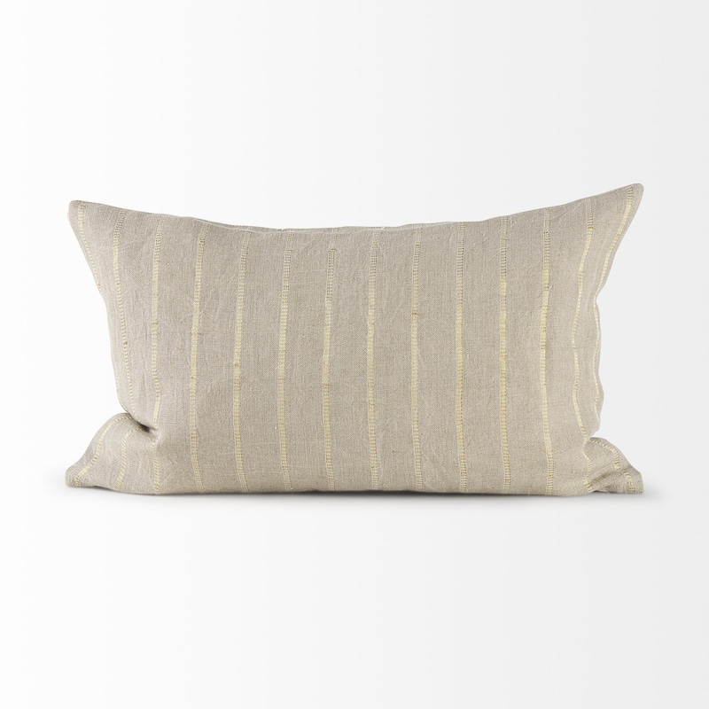 Beige and Gold Striped Pillow Cover