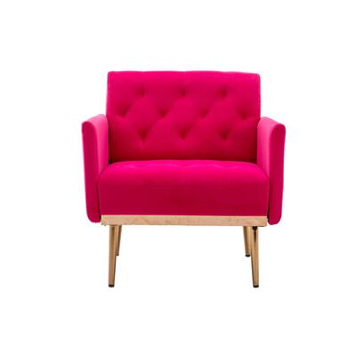 Modern Accent Chair with Tapered Legs and Velvet Fabric Upholstery, 32.28'' H x 31.10" W x 25.29'' D, Rose Red