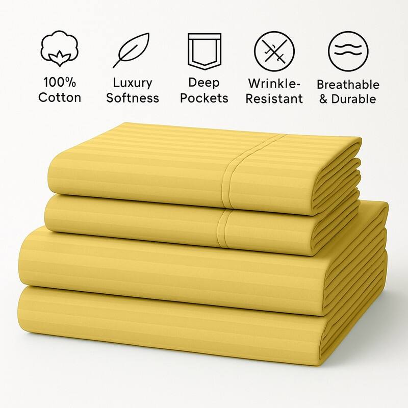 Premium Breathable Cotton Deep Pocket Sheet Set Hotel-Quality Comfort