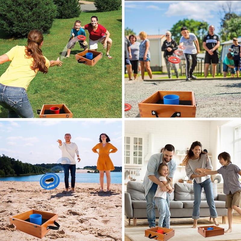 GSE™ Quality Solid Wood Washer Toss Game Set for Backyard/Tailgate Party - Oak