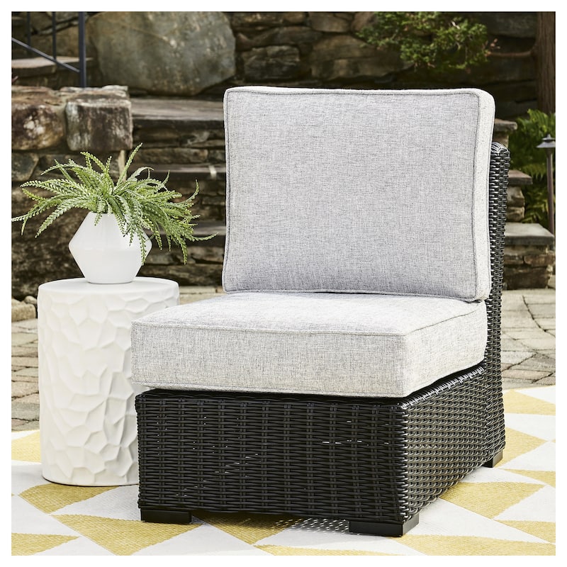 Signature Design By Ashley Beachcroft Outdoor Armless Chair - 24.75" W x 37.75" D x 34.63" H - Black/Light Gray