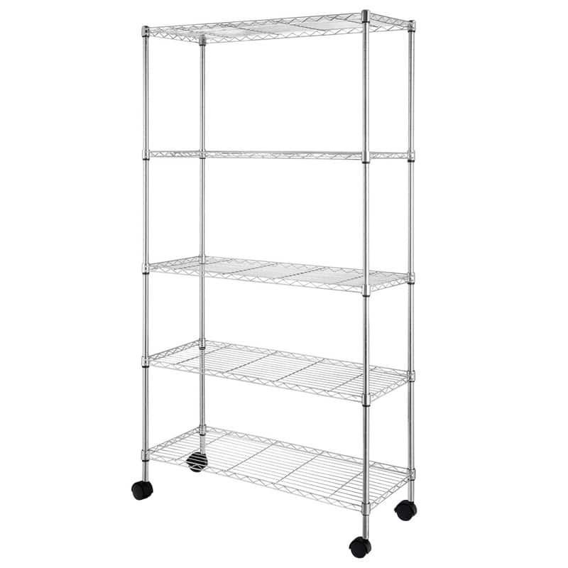 5-Layer Chrome Plated Iron Shelf with Wheels 165*90*35 Chrome