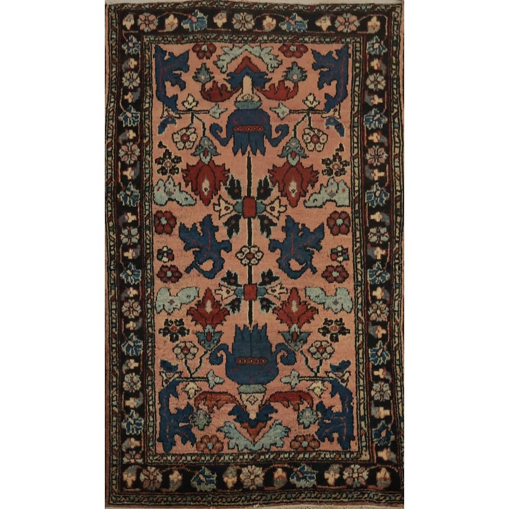 Hand Knotted Oriental 100% Wool Carpet Traditional Floral Coral Lilian Area Rug - 3' 10'' X 2' 5''