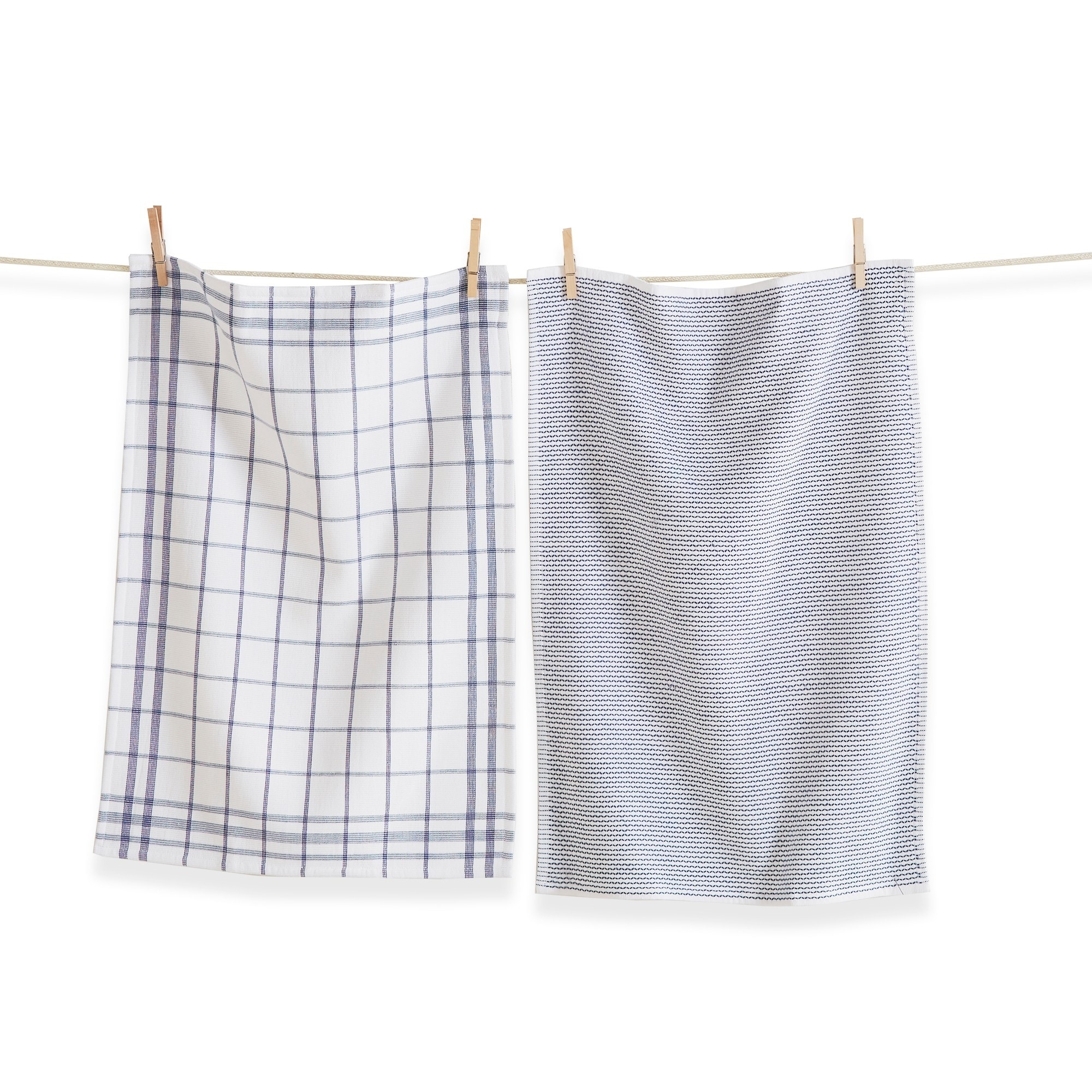 26L"x18W" Classic Blue Cotton Set of 2 Checked and Solid Terry Cloth Dishtowel Kitchen Towel Pink Machine Washasble