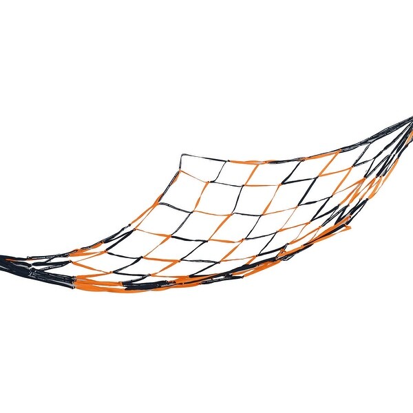 Unique Bargains Camping Travel Hang Sleeping Meshy Net Black Orange Hammock Bed