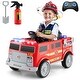 preview thumbnail 10 of 8, Gymax Kids Ride on Fire Truck 12V Battery Powered Electric Vehicle w/