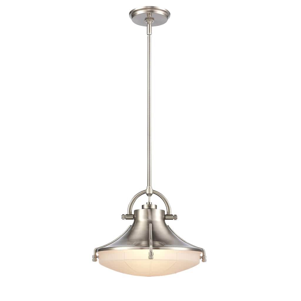 Urbanite 13-inch Wide 1-Light Pendant in Satin Nickel - 13in W x 13in D x 10.5in H