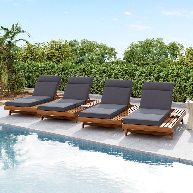 Christopher Knight Home- Alex Acacia Wood Outdoor Chaise Lounge Set