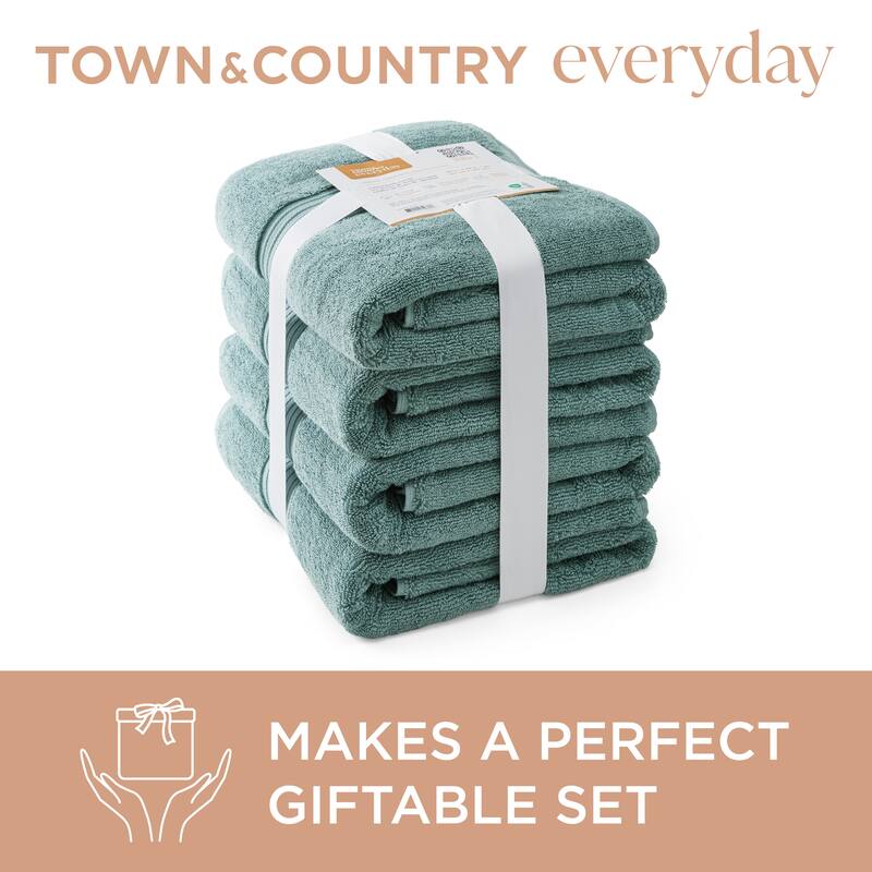 TOWN & COUNTRY EVERYDAY 6-Piece Assorted Solid Dobby Border Set, 2-Bath Towels, 2-Hand Towels, 2-Washcloths