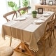 preview thumbnail 37 of 46, Enova Home 54"x 78" High Quality Rectangle Cotton and Linen Tablecloth with Tassels Brown