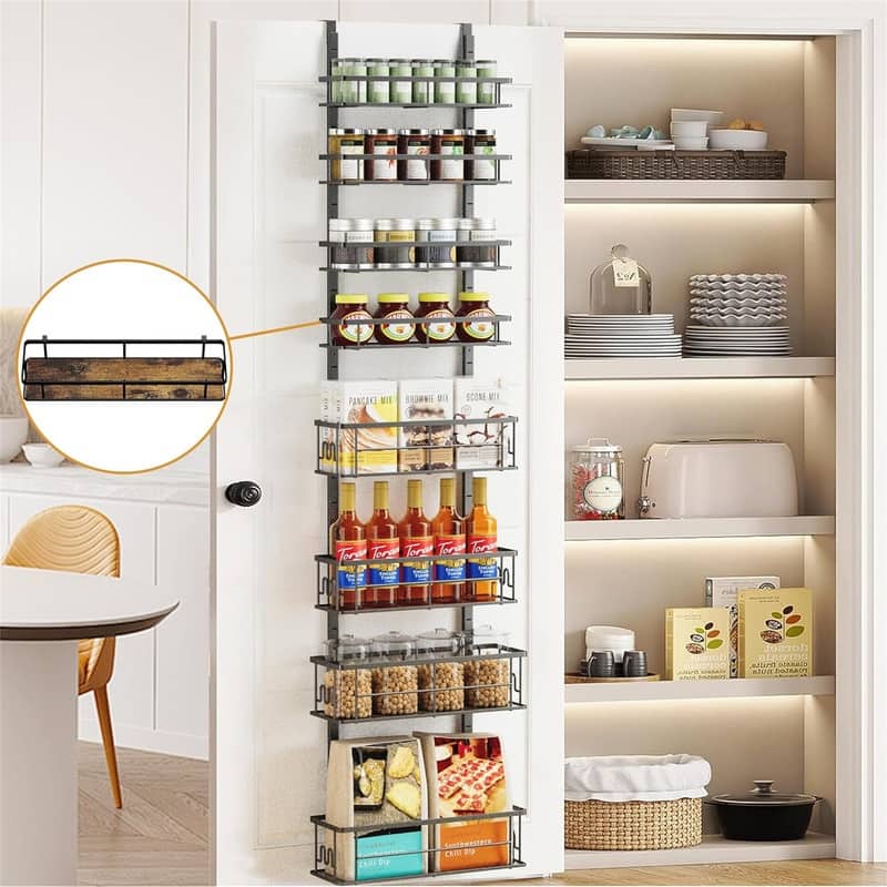 8-Tier Over the Door Pantry Organizer - 13"D x 5.5"W x 65"H