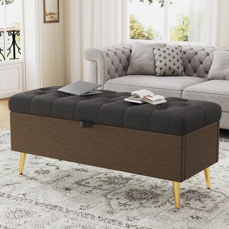 Modern Storage Ottoman Bench Upholstered Bedroom Bench
