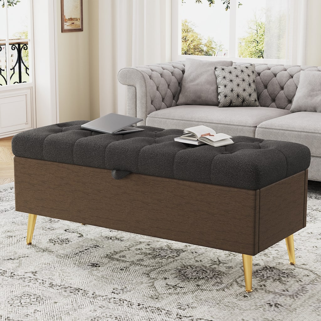 Modern Storage Ottoman Bench Upholstered Bedroom Bench