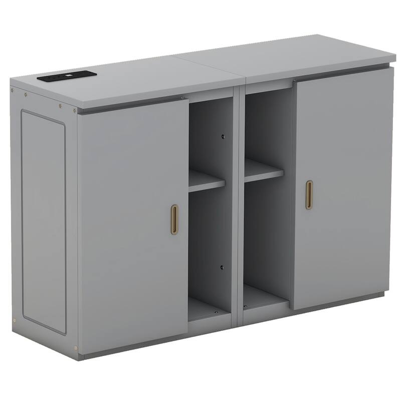 Murphy Bed with Built-in Charging Station, Shelves & Storage Cabinets, Platform Bed Frame Space-Saving Folding Wall Cabinets Bed