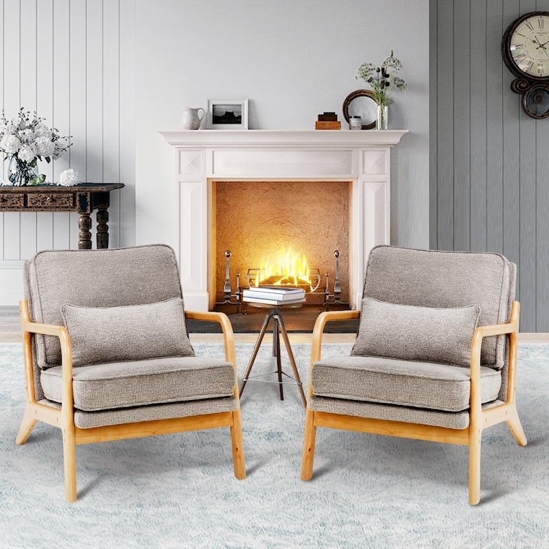 Mid Century Modern Accent Chair with Lumbar Pillow - Grey