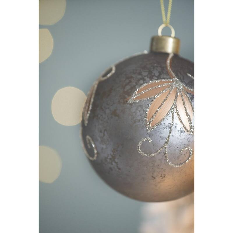 D3.9" Christmas Ball Ornaments, Glass Decorative Hanging Ball Christmas Tree Ornaments for Holiday Decorations, Set of 6