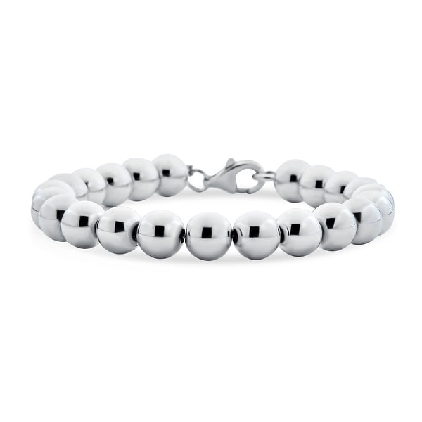 Round Ball Bead Strand Bracelet Shinny High 925 Sterling Silver 8MM. Opens flyout.