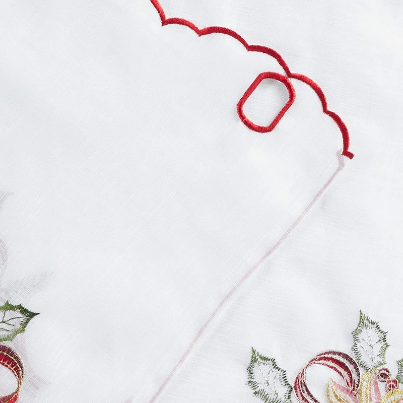 Violet Linen Seasonal Xmas Christmas Holiday Berry Pattern, Embroidered, 60" x 15", Straight, Grommet Curtain Valance